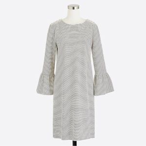 J Crew small black/white pin stripe dress with elbow ruffle sleeves, kne…